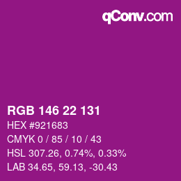 Color code: RGB 146 22 131 | qconv.com