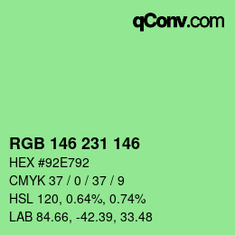 Color code: RGB 146 231 146 | qconv.com