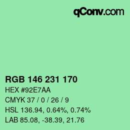 Color code: RGB 146 231 170 | qconv.com