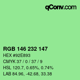 Color code: RGB 146 232 147 | qconv.com