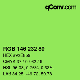 カラーコード: RGB 146 232 89 | qconv.com