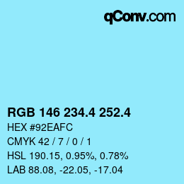 カラーコード: RGB 146 234.4 252.4 | qconv.com