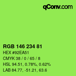 Color code: RGB 146 234 81 | qconv.com