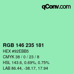 Color code: RGB 146 235 181 | qconv.com