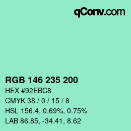 Color code: RGB 146 235 200 | qconv.com