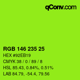 Color code: RGB 146 235 25 | qconv.com