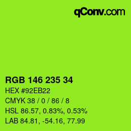 Color code: RGB 146 235 34 | qconv.com