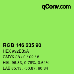 Farbcode: RGB 146 235 90 | qconv.com