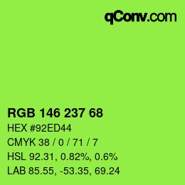 Color code: RGB 146 237 68 | qconv.com
