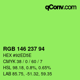Color code: RGB 146 237 94 | qconv.com