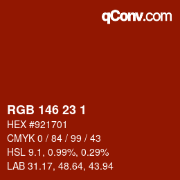 Color code: RGB 146 23 1 | qconv.com