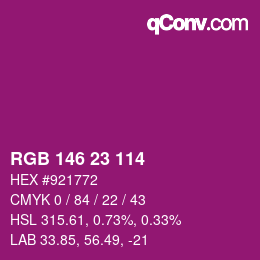 Color code: RGB 146 23 114 | qconv.com
