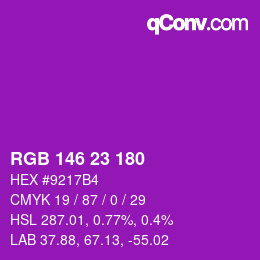 カラーコード: RGB 146 23 180 | qconv.com