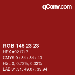Color code: RGB 146 23 23 | qconv.com