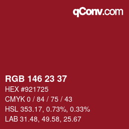 Color code: RGB 146 23 37 | qconv.com