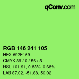 Color code: RGB 146 241 105 | qconv.com