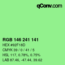 Color code: RGB 146 241 141 | qconv.com
