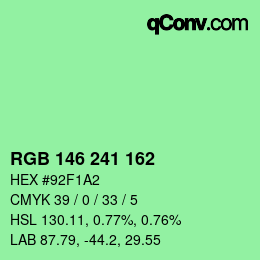 Color code: RGB 146 241 162 | qconv.com