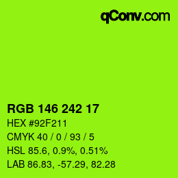 カラーコード: RGB 146 242 17 | qconv.com