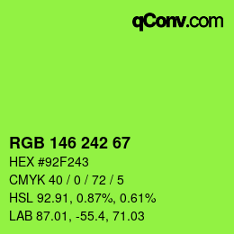 Color code: RGB 146 242 67 | qconv.com