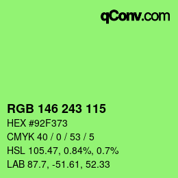 Color code: RGB 146 243 115 | qconv.com