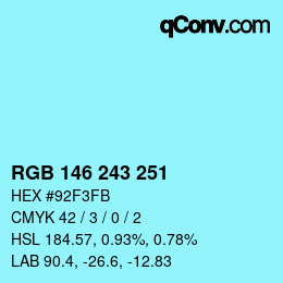 Color code: RGB 146 243 251 | qconv.com