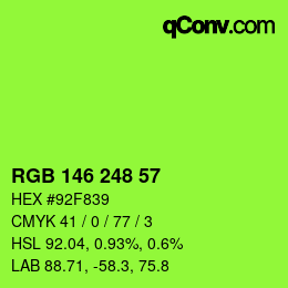 Color code: RGB 146 248 57 | qconv.com