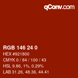 Color code: RGB 146 24 0 | qconv.com