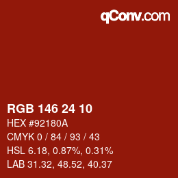 カラーコード: RGB 146 24 10 | qconv.com