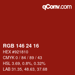 カラーコード: RGB 146 24 16 | qconv.com