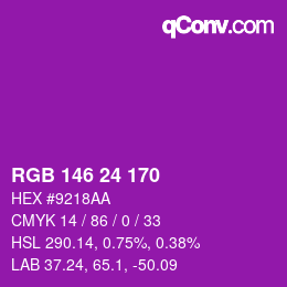颜色代码: RGB 146 24 170 | qconv.com