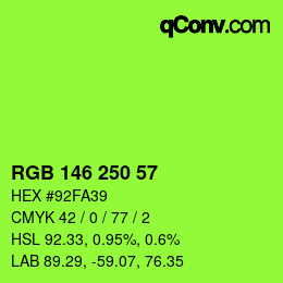 Color code: RGB 146 250 57 | qconv.com