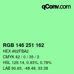 Color code: RGB 146 251 162 | qconv.com