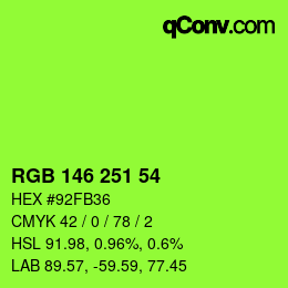 Color code: RGB 146 251 54 | qconv.com