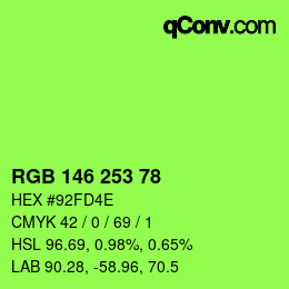 Color code: RGB 146 253 78 | qconv.com