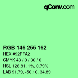 Color code: RGB 146 255 162 | qconv.com