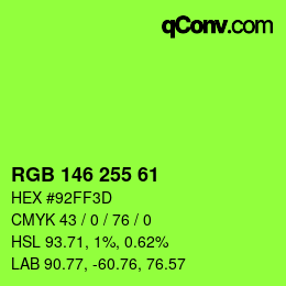 カラーコード: RGB 146 255 61 | qconv.com
