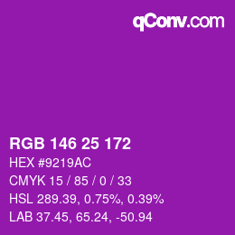 Color code: RGB 146 25 172 | qconv.com