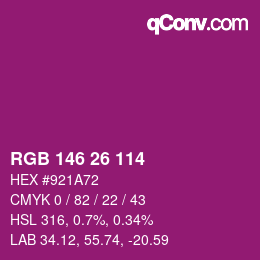 Color code: RGB 146 26 114 | qconv.com