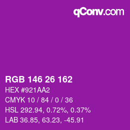 カラーコード: RGB 146 26 162 | qconv.com
