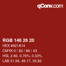 Color code: RGB 146 26 20 | qconv.com