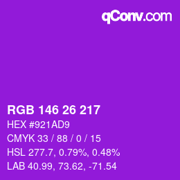 Color code: RGB 146 26 217 | qconv.com