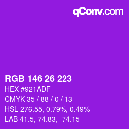 カラーコード: RGB 146 26 223 | qconv.com