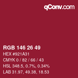 カラーコード: RGB 146 26 49 | qconv.com