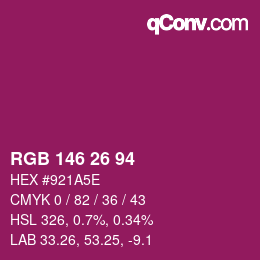 カラーコード: RGB 146 26 94 | qconv.com