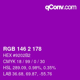 Color code: RGB 146 2 178 | qconv.com