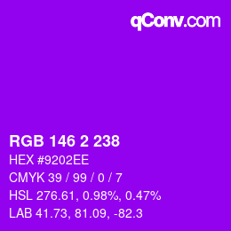 Color code: RGB 146 2 238 | qconv.com
