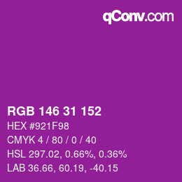 Color code: RGB 146 31 152 | qconv.com