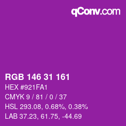 Color code: RGB 146 31 161 | qconv.com