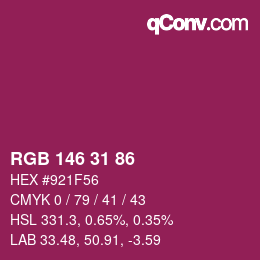 カラーコード: RGB 146 31 86 | qconv.com